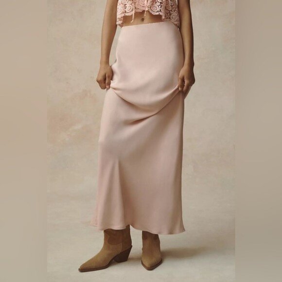 NWT Size 2X - The Tilda Maxi Slip Skirt in Pale Pink (NWT US$ 98) - Picture 3 of 16